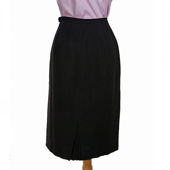 Vintage Pencil Skirt 1960s Black Wool by Century Size Small W 25 L25 - Hey Viv - Picture 3 of 6